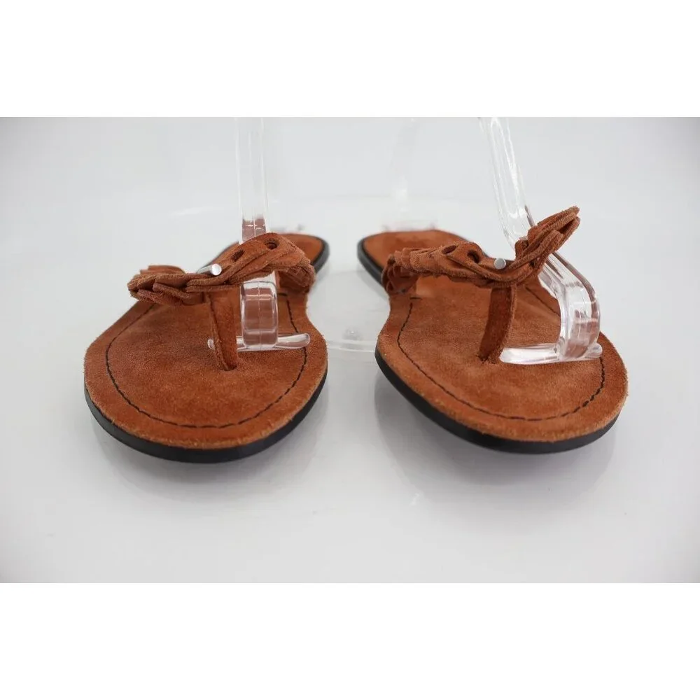 Rag&Bone Melrose Flip Flop Slide Sandal Size 37 7 Brown Suede Flat Shoes Comfy - Picture 4 of 11